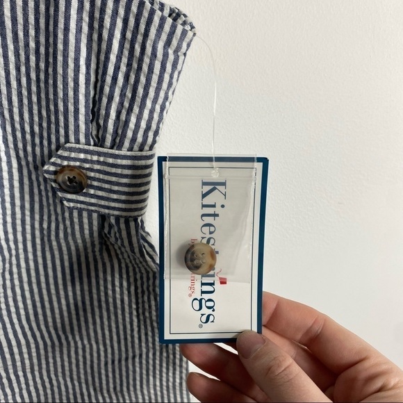 Vintage Hartstrings Pintuck Jumper NWT 24 mos Blue white Stripe Golf Romper - Picture 3 of 5